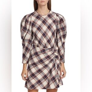 NEW Veronica Beard Agnor Draped Plaid Mini Dress Size 4 Color Black White